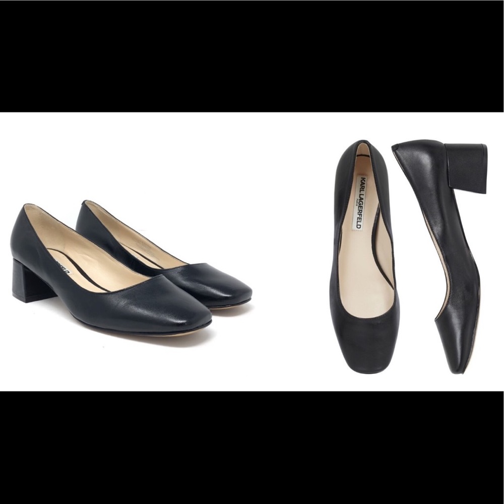 ⚡️KARL LAGERFELD ‘Charee’ Low Block Heel Black Paris Chanel French Classic - Picture 3 of 16